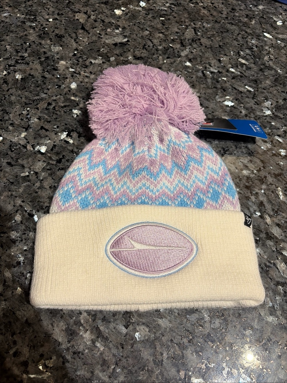‘47 NFL New York Jets Youth Girls Beanie Toboggan Winter Hat Cap Purple NWT